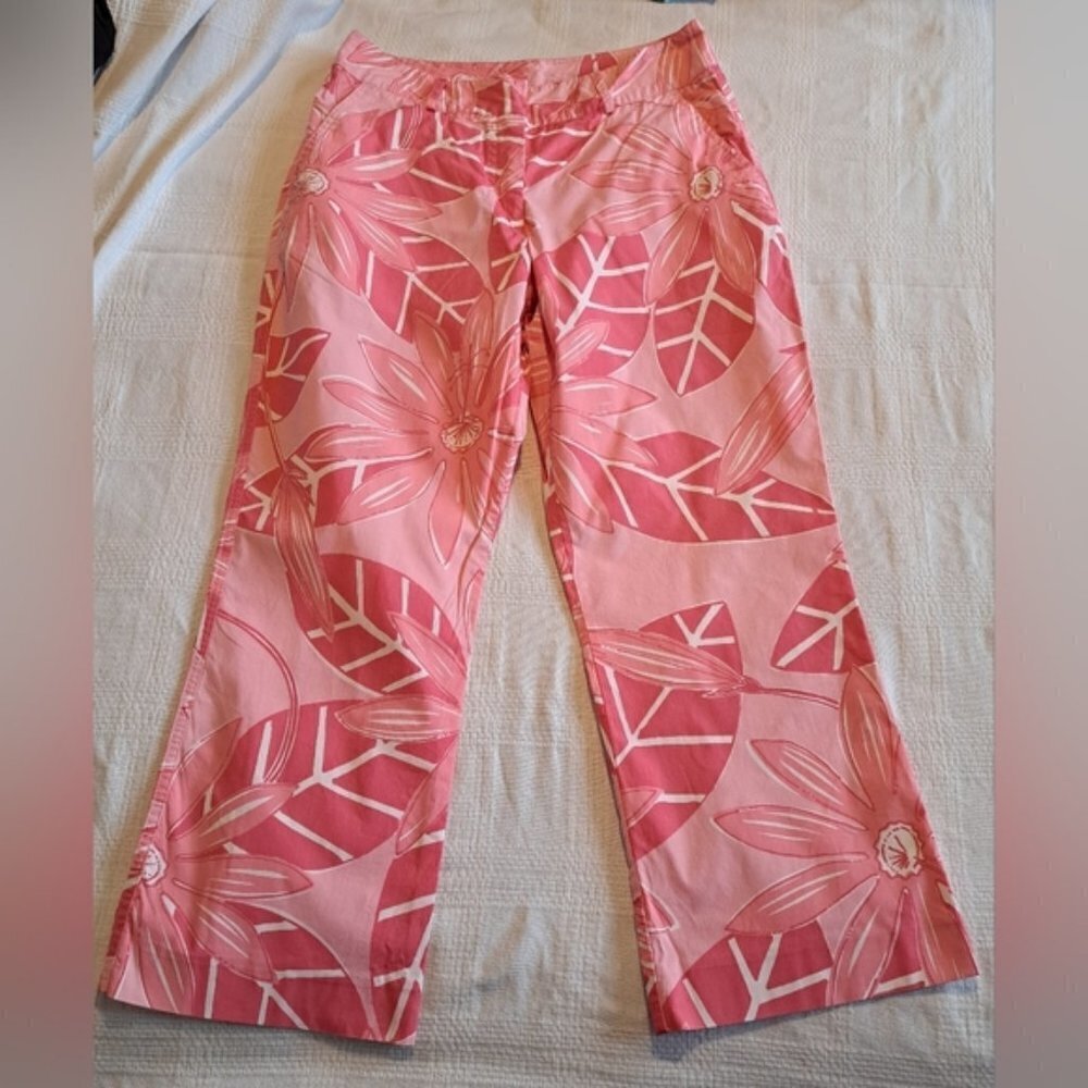 Lilly Pulitzer women's size 4 white label pink & white capri